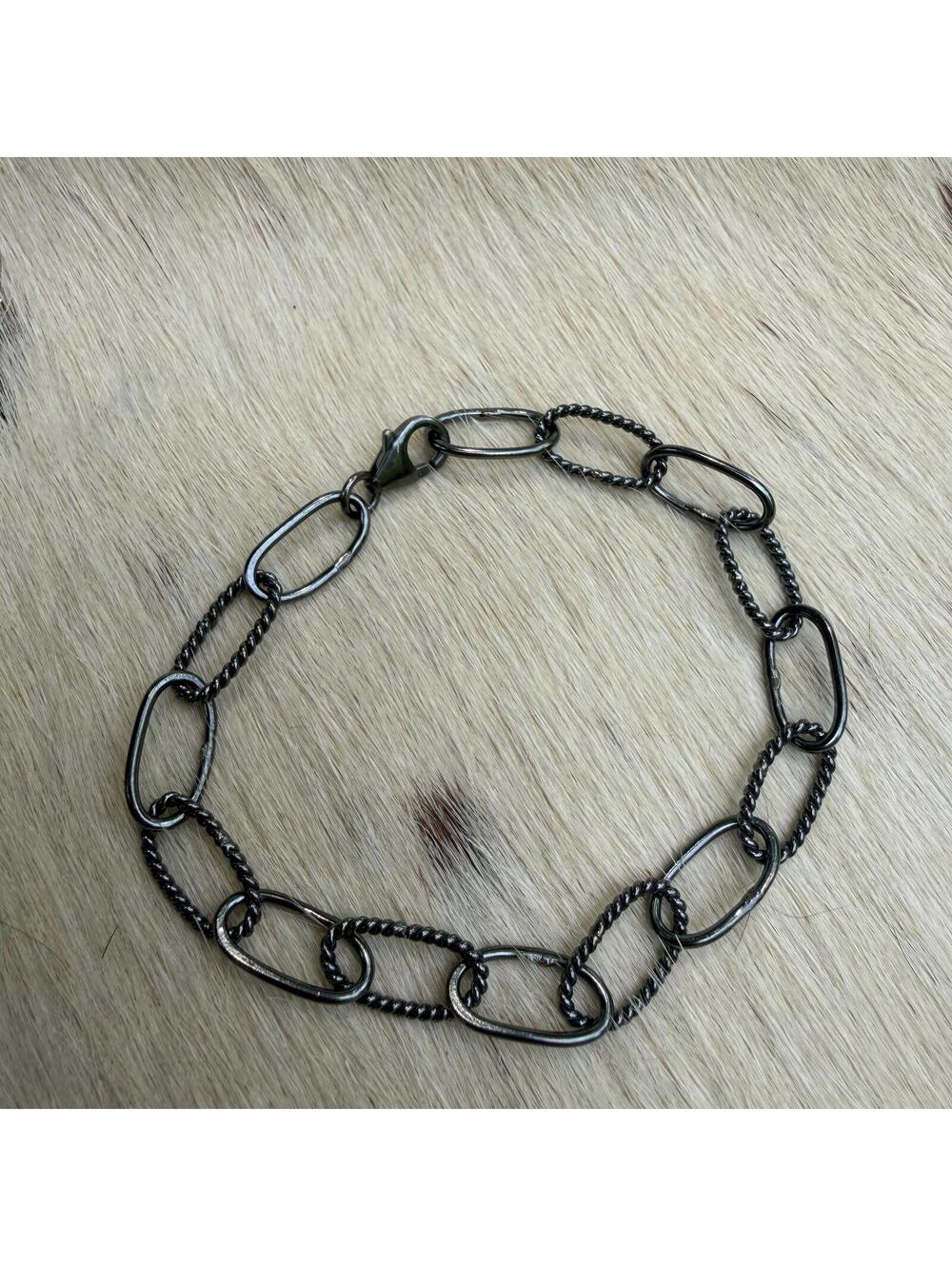 Handmade Oxidized Sterling Twist Chain Bracelet